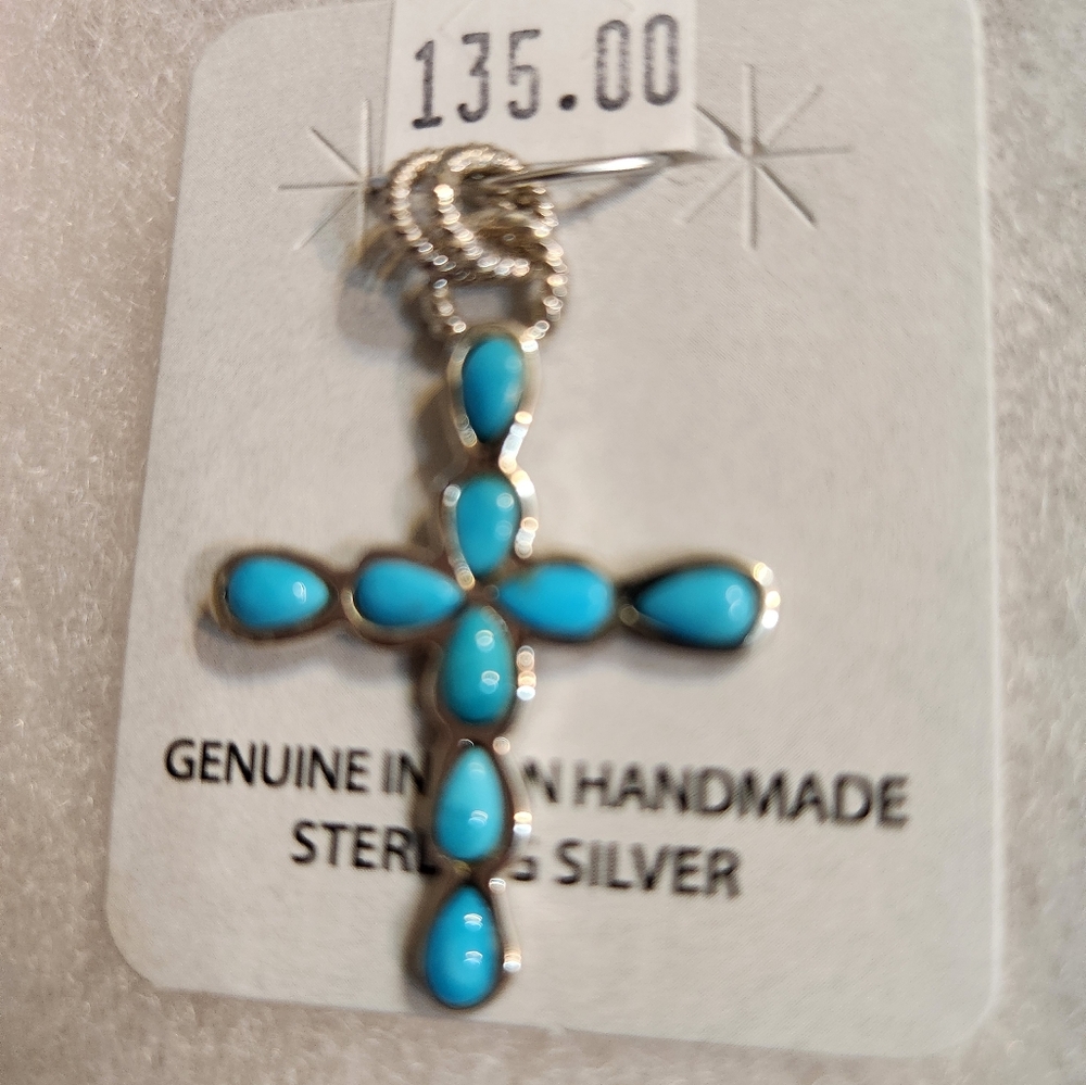 Turquoise Sterling Silver Cross Pendant